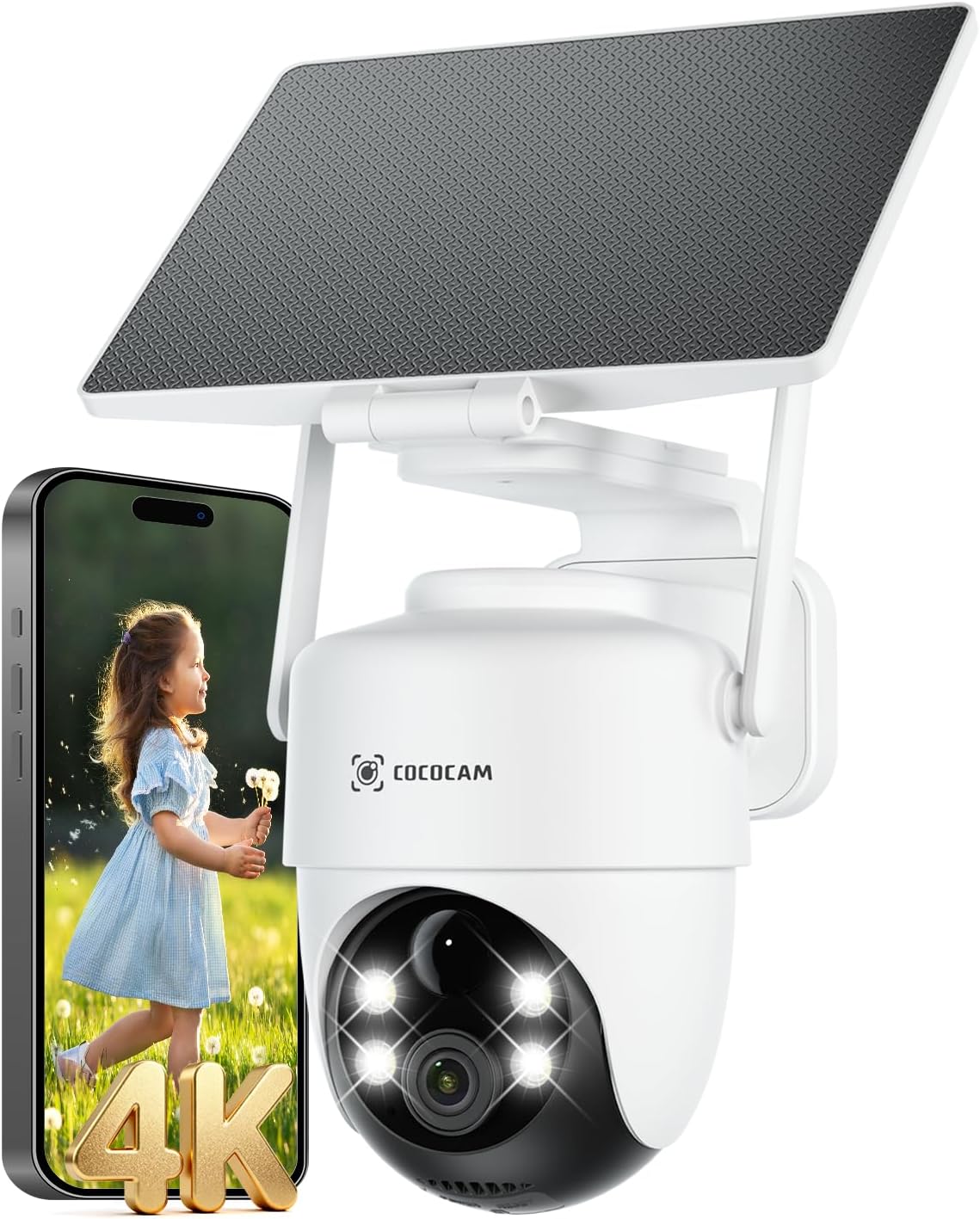 COCOCAM 4K 8MP CAMERA SURVEILLANCE WIFI 6 SOLAIRE PTZ