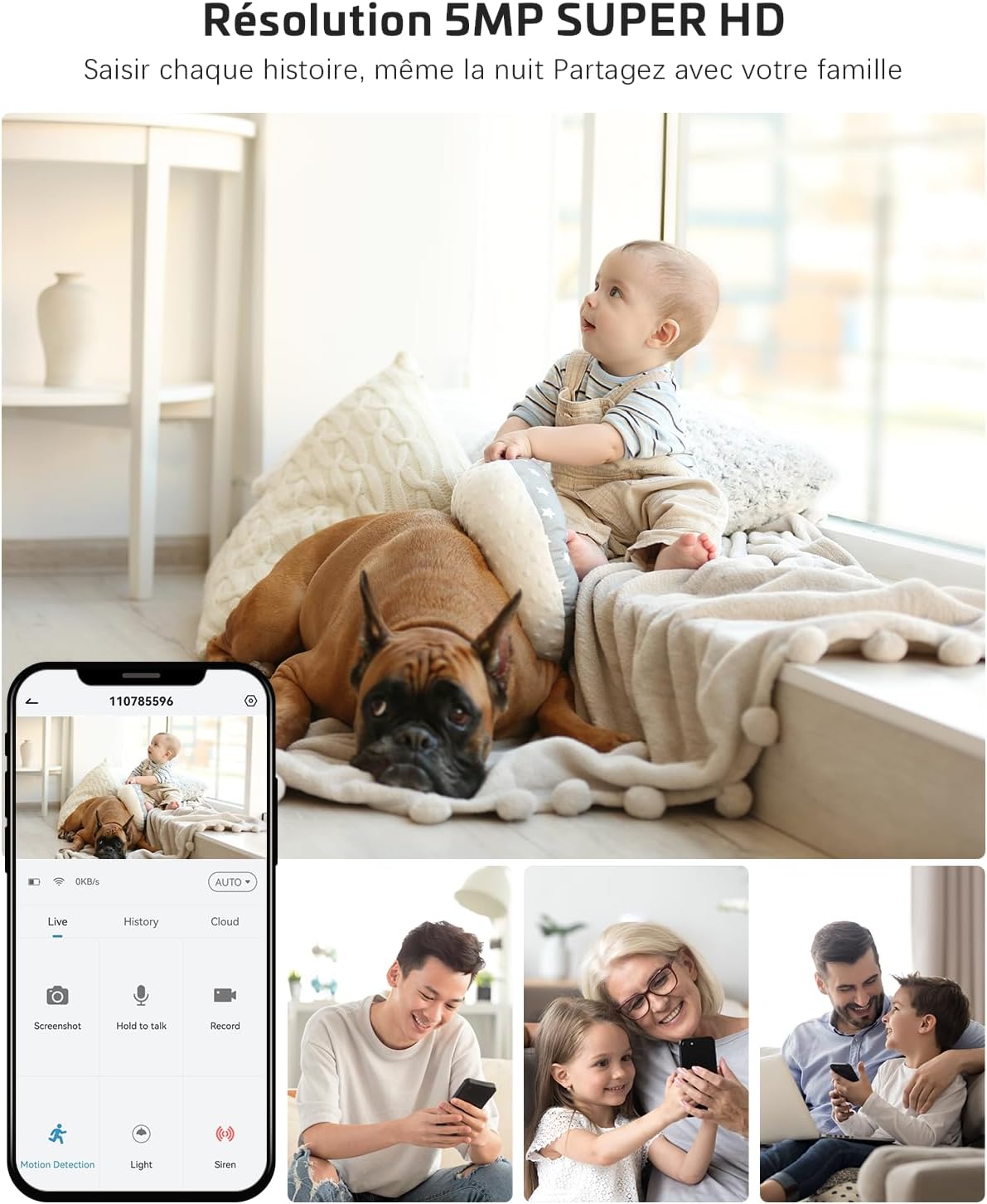 Cococam 5MP WiFi Intérieur : Caméra PTZ Suivi Auto Alexa 24/7 – Image 8