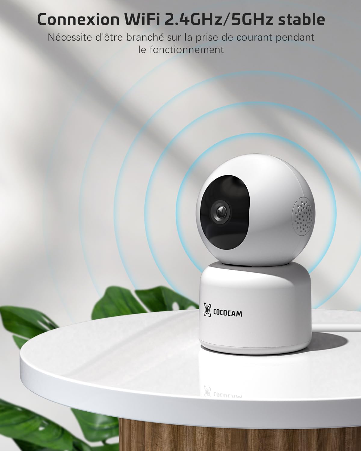 Cococam 5MP WiFi Intérieur : Caméra PTZ Suivi Auto Alexa 24/7 – Image 4