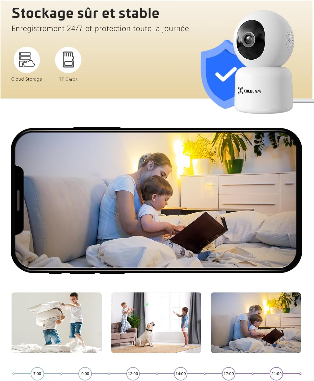 Cococam 5MP WiFi Intérieur : Caméra PTZ Suivi Auto Alexa 24/7 – Image 7