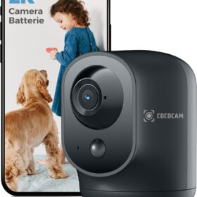 Cococam 2K WiFi Intérieur Noir : Caméra PTZ Batterie Alexa
