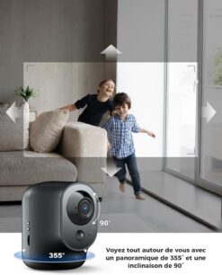 Alternative view of Cococam 2K WiFi Intérieur Noir : Caméra PTZ Batterie Alexa