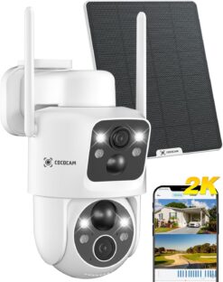 Cococam 2K Double Objectif : Caméra Surveillance WiFi Solaire