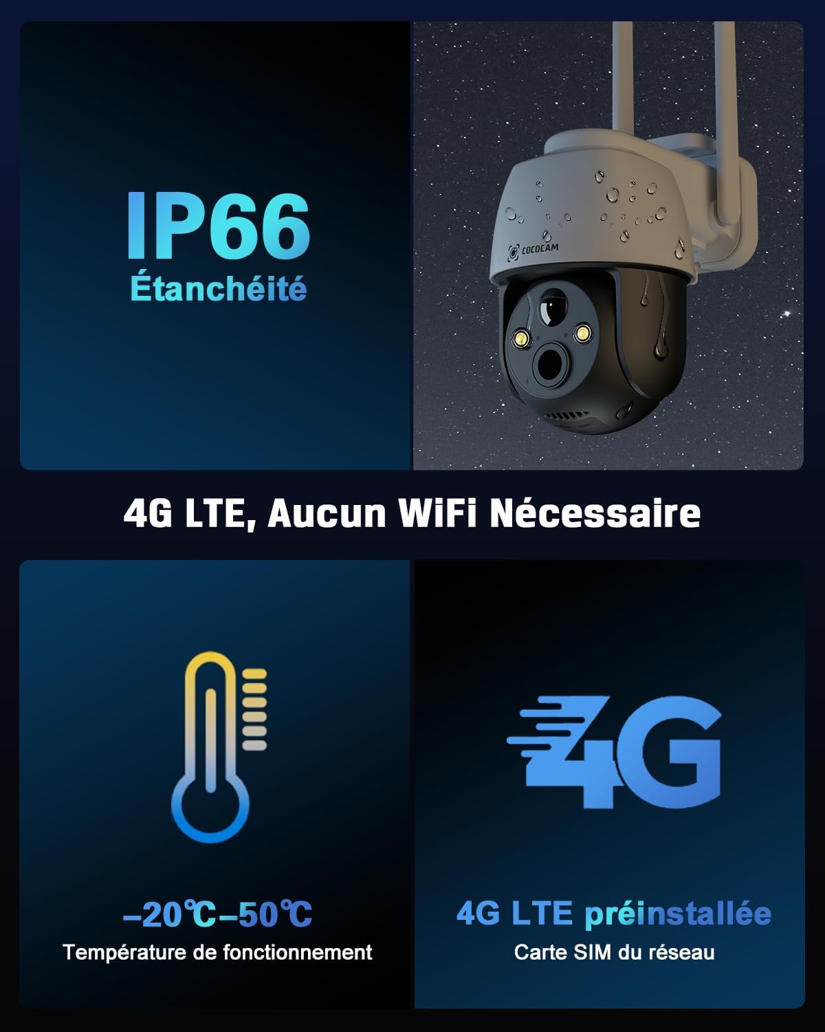 Cococam 4G LTE : Caméra Surveillance Solaire PTZ Sans WiFi – Image 8