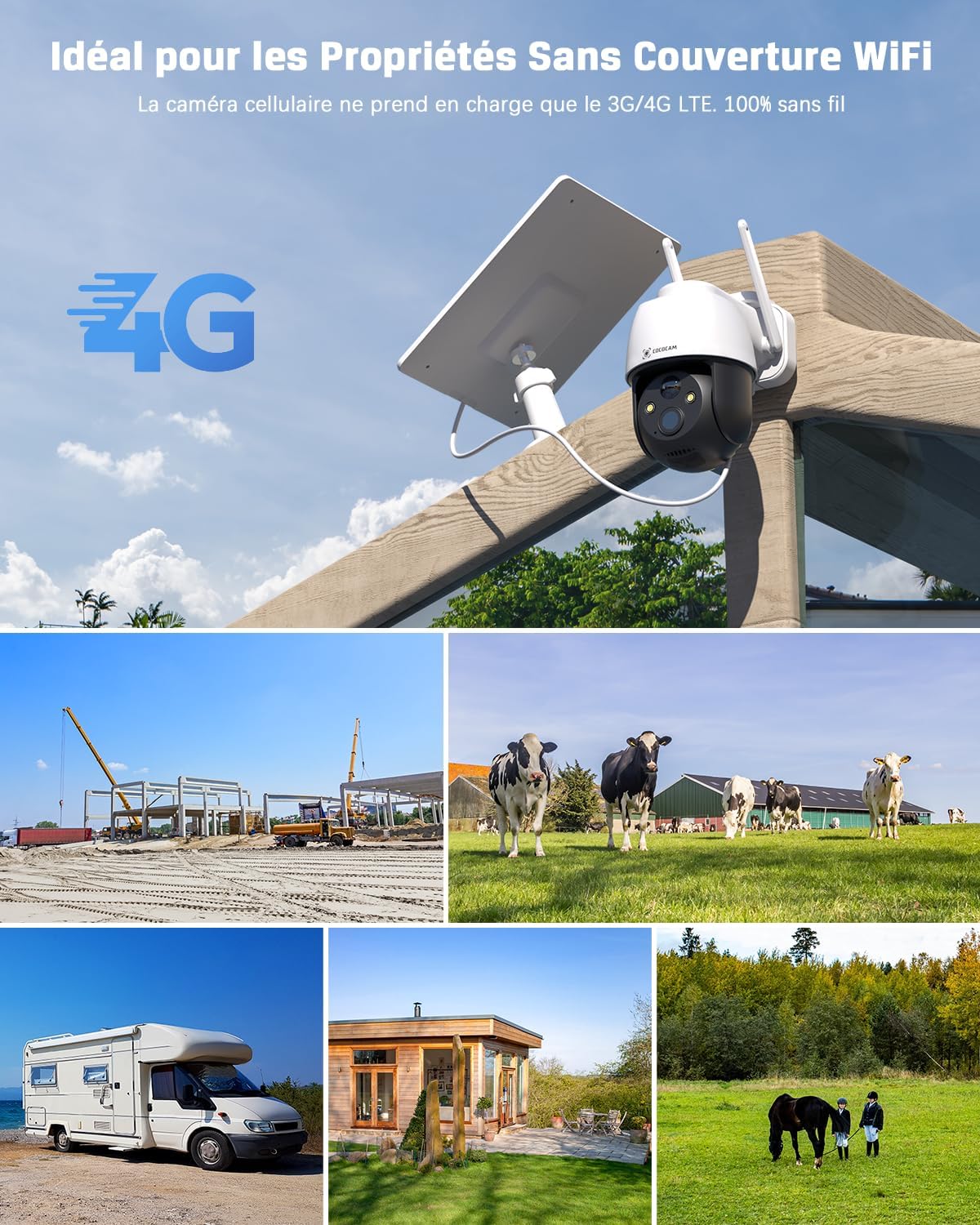 Cococam 4G LTE : Caméra Surveillance Solaire PTZ Sans WiFi – Image 9