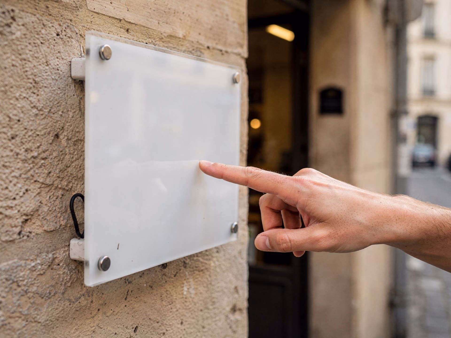 Détail d'un affichage RGPD information vidéosurveillance à l'entrée d'un commerce