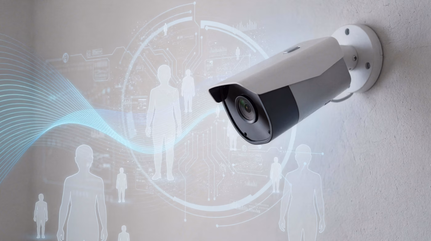 Caméra de surveillance avec représentation conceptuelle de la détection IA