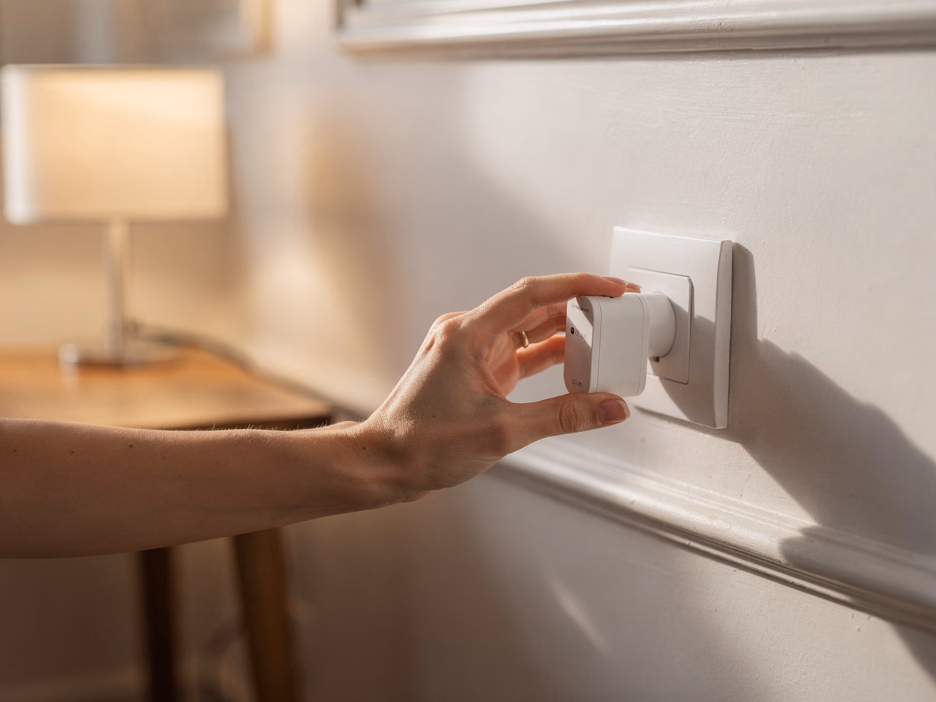 Prise programmable smart connectée à une lampe d'intérieur, dispositif simulation présence